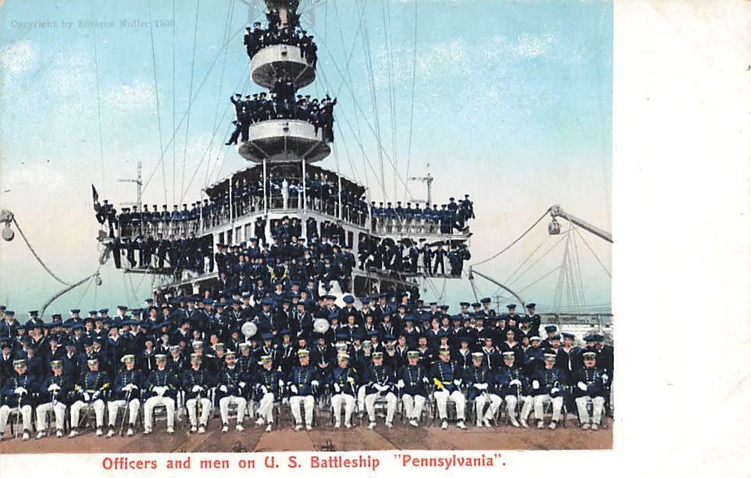c1910 US Battleship Pennsylvania Officers Men Complement Ships Company P247