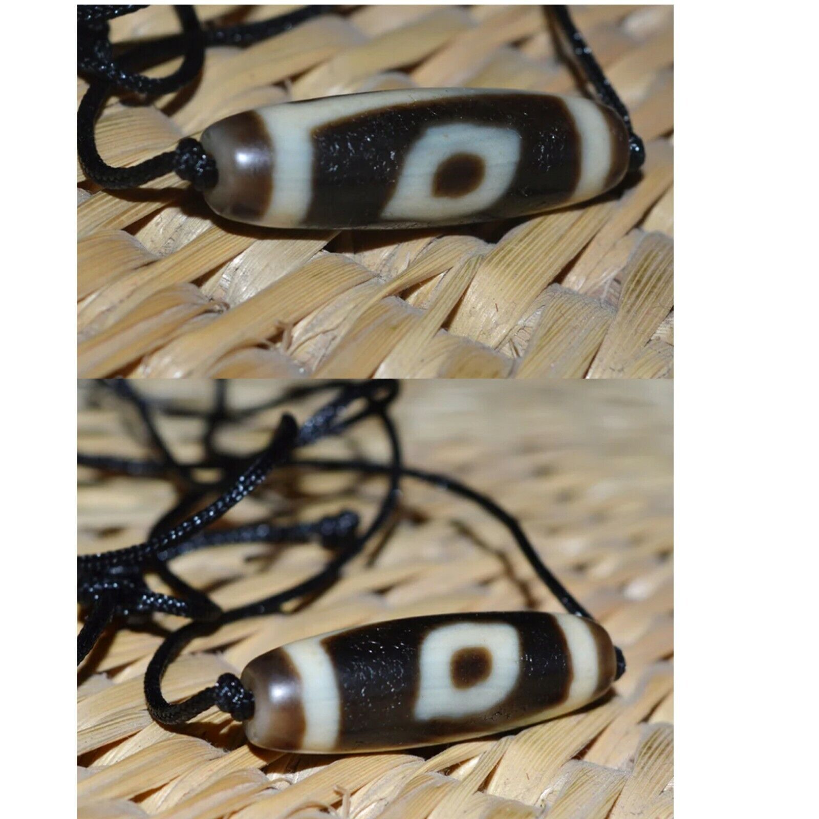 Antique 2 Eyes Tibetan Dzi Bead Protective Amulet Attract Good Luck, Wealth , A