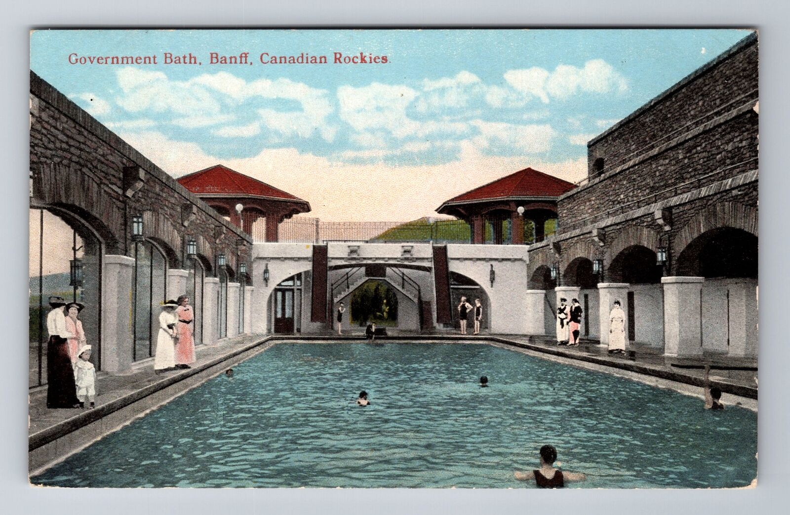 Banff- Alberta, Government Bath, Antique, Vintage Souvenir Postcard