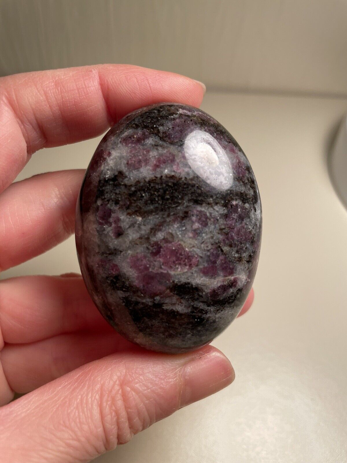 USA Seller ~ Purple Spinel In Granite Polished Palm Stone