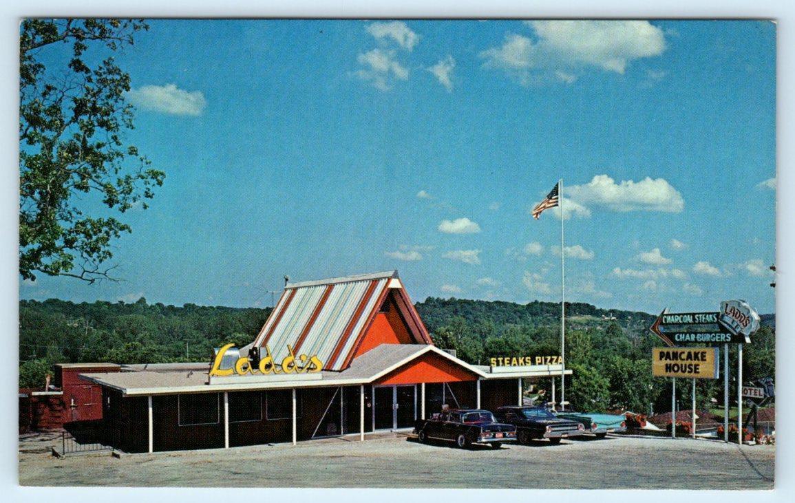 BRANSON, Missouri MO ~ Roadside LADD\'S PANCAKE & STEAK HOUSE c1960s  Postcard