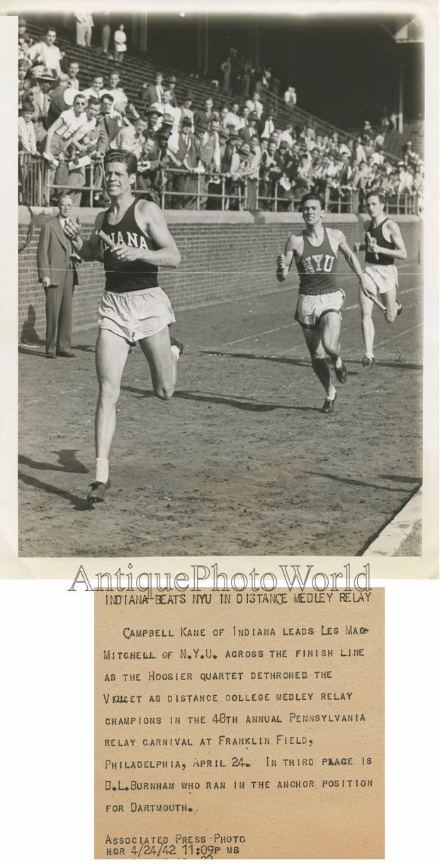 Campbell Kane Les McMitchell college track runners antique sport photo