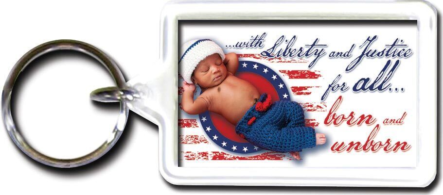With Liberty and Justice For All Pro-Life Key chain