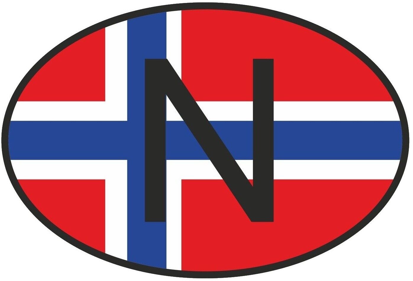 N NORWAY COUNTRY CODE OVAL WITH FLAG STICKER LAPTOP STICKER WINDOW STICKER 