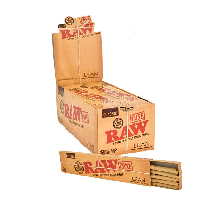 🍃😎 12 X RAW CLASSIC LEAN CONES - NATURAL UNREFINED ROLLING PAPERS 🍃