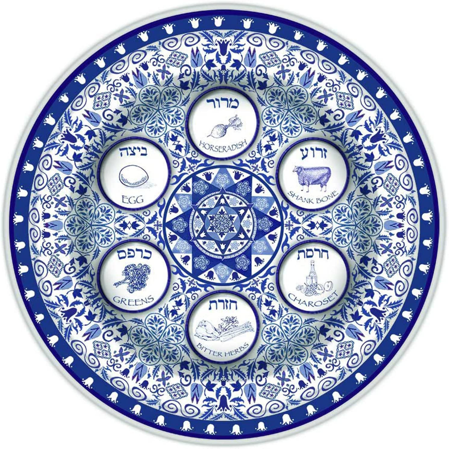Exquisite Stoneware Seder Plate Renaissance Design Seder Tray Floral Ornate Patt