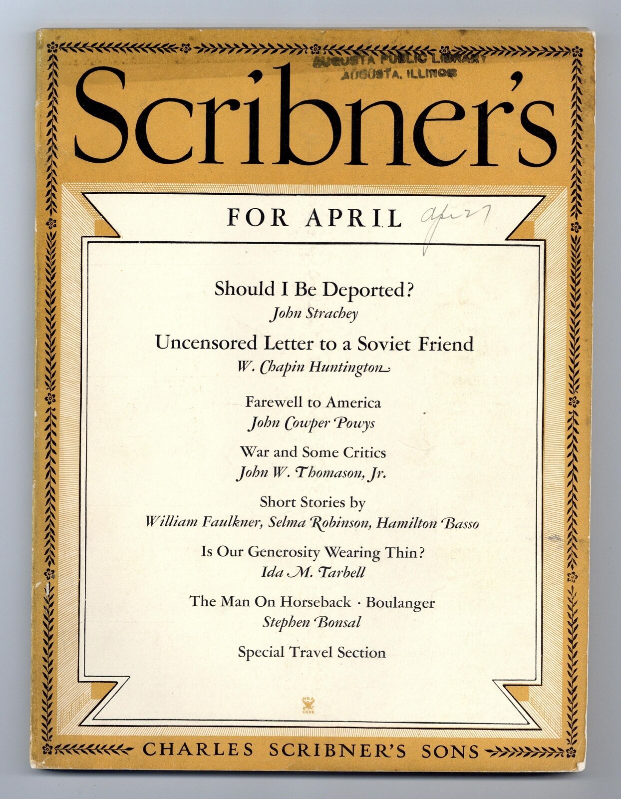 Scribner\'s Magazine Apr 1935 Vol. 97 #4 GD/VG 3.0 Low Grade