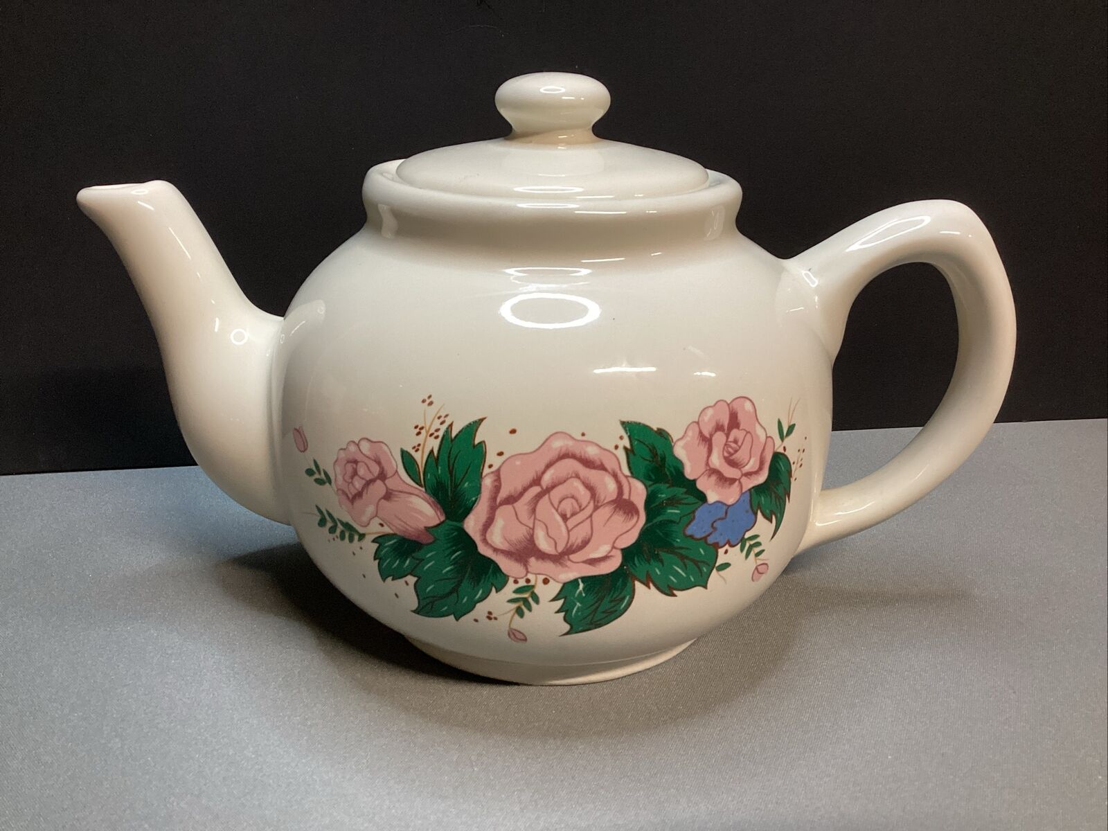 Vintage Interpur White W/ Pink Roses Teapot 1989 - 5” Tea Party