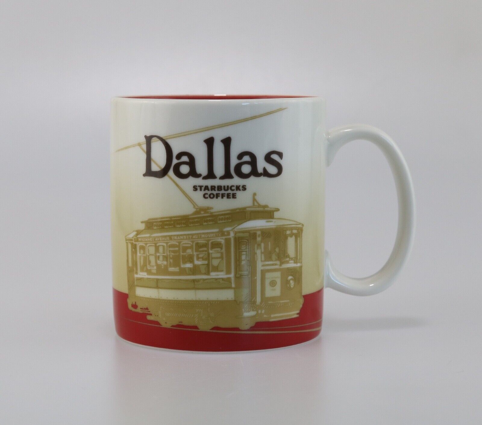 Starbucks Dallas Coffee Tea Cup Mug 16 oz Collector Series 2009 Red Gold Barista