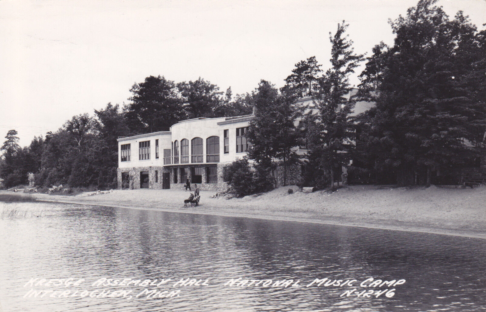 Postcard RPPC Kresge Assembly Hall NATIONAL MUSIC CAMP Interlochen MI 1951