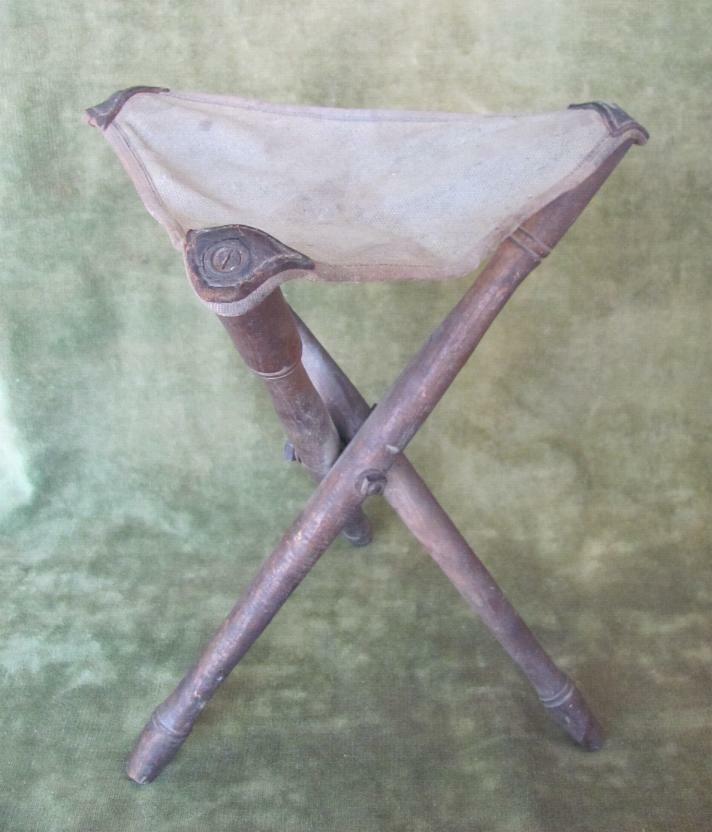 WWI 1917 ORIGINAL IMPERIAL GERMAN OFFICERS FOLDING FIELD CHAIR MARKED