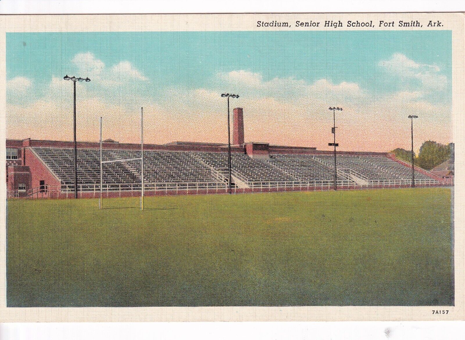 Postcard AR Fort Smith Arkansas Senior High School Stadium c1940s H16