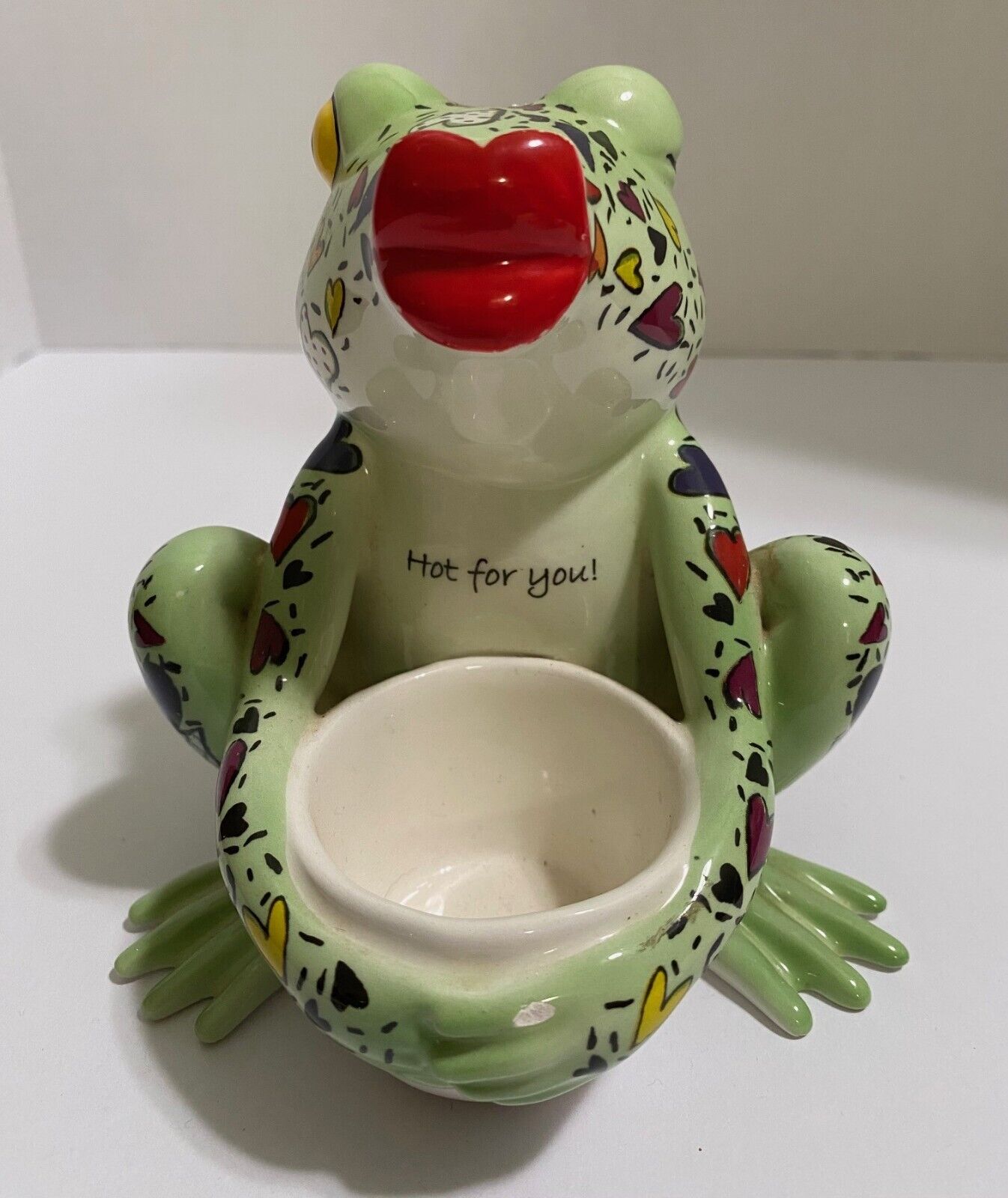 Fanciful Frogs Horny Toad Votive Kiss Lips  “Hot For You” Colorful Hearts #6346