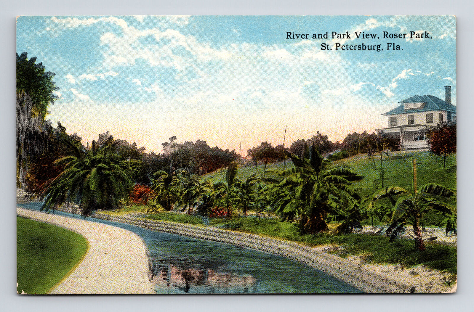 Postcard St Petersburg FL Florida Roser Park River & Park View CT Photochrom