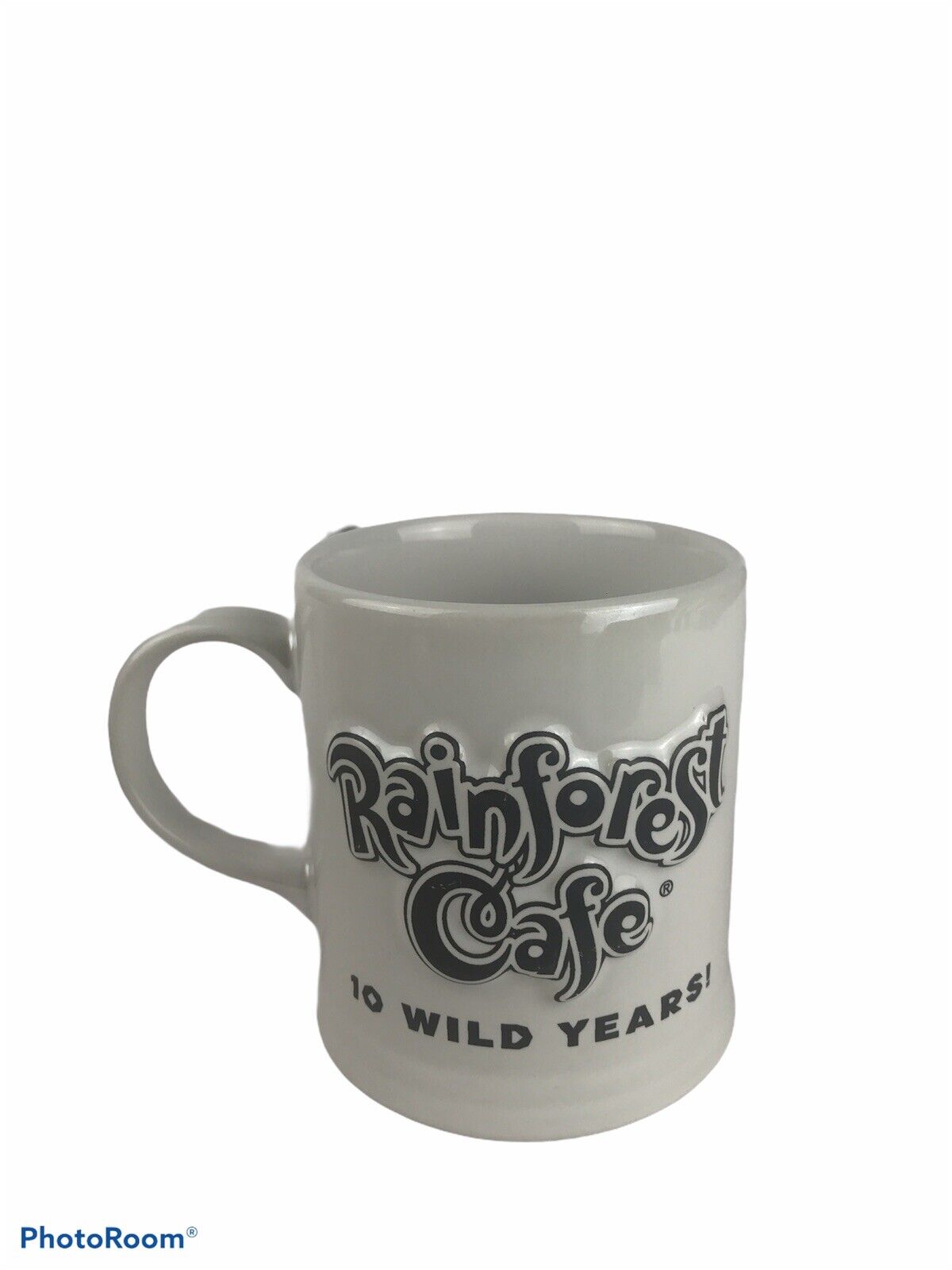Rainforest Cafe Orlando 10 Wild Years 4” Tall 3.25” Wide White Mug