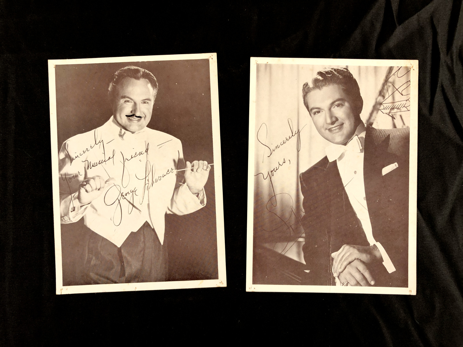 2 Original Liberace fan mail photos with printed signatures 1950's