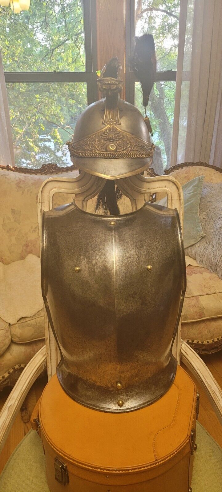 19th Century French Cavalry Cuirassier helmet and cuirasse Breastplate