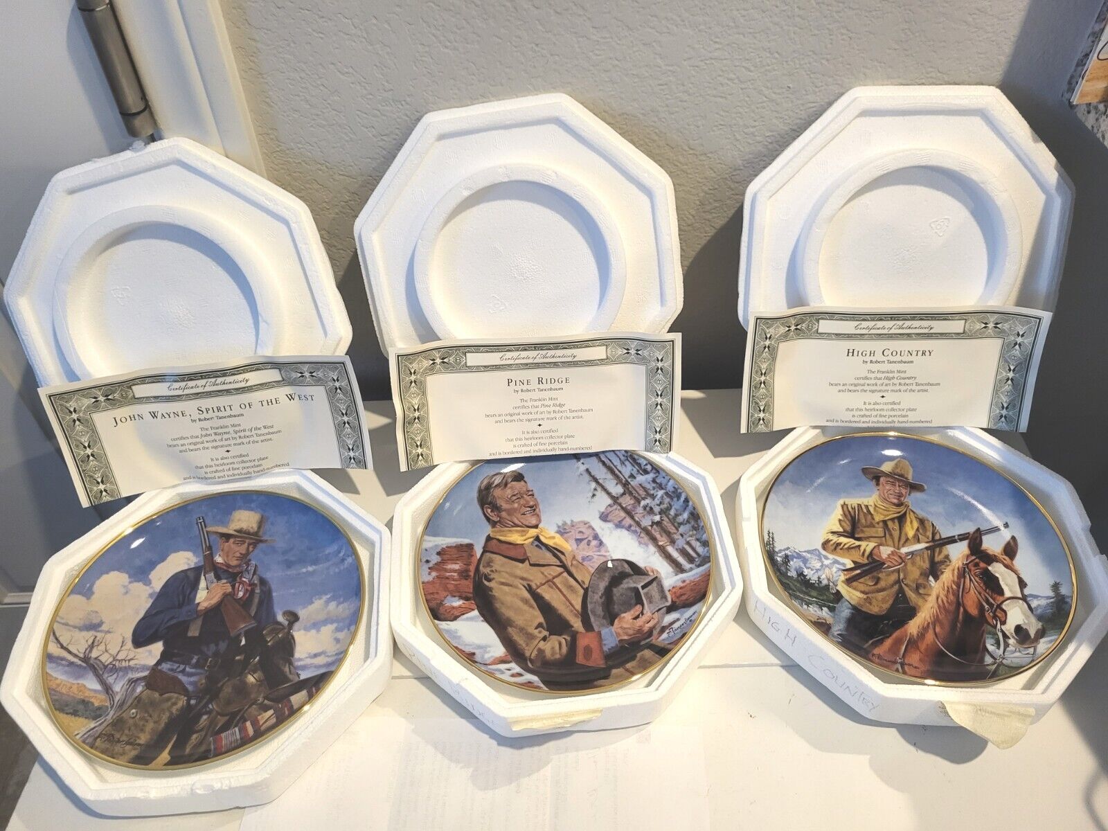 Lot of 3 John Wayne Collector's Plates Porcelain Limited Edition NEW