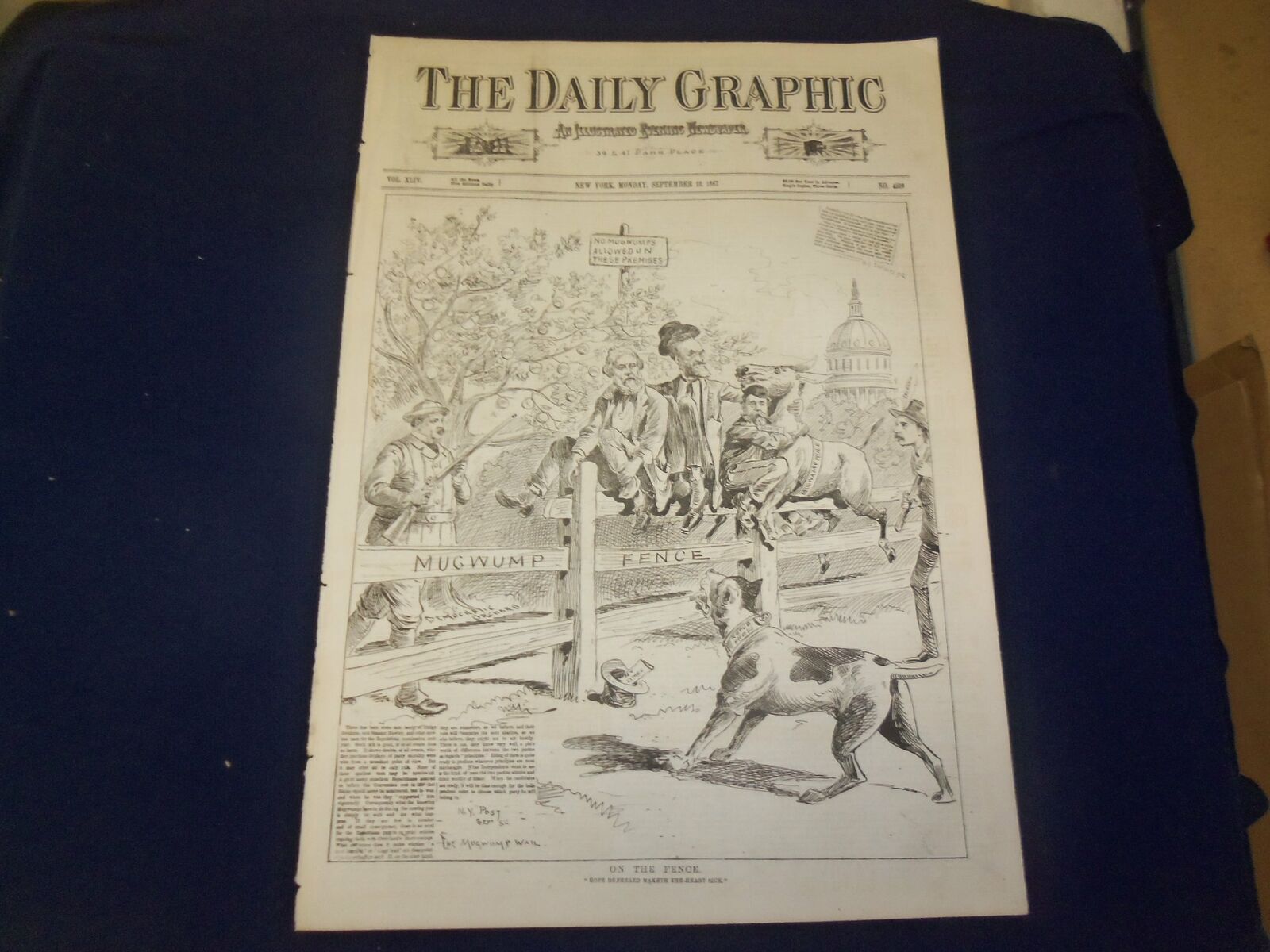 1887 SEPTEMBER 12 THE DAILY GRAPHIC NEWSPAPER - ON THE FENCE - NT 7668
