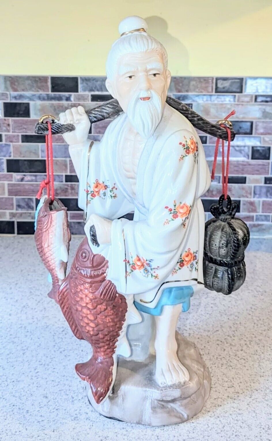 Vintage Chinese Shiwan Mudman Fisherman Figurine