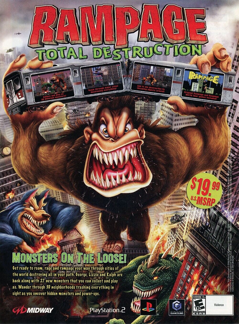 Rampage Total Destruction GameCube Original 2006 Ad Authentic Game Promo