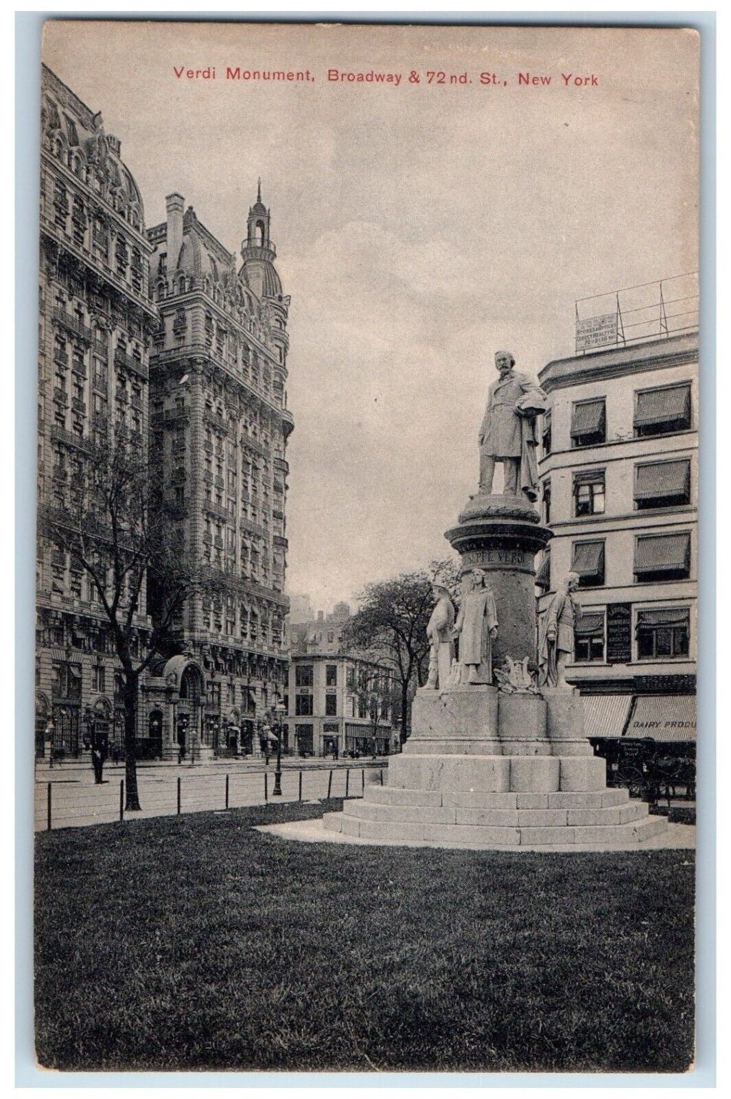 c1910\'s View Of Verdi Monument Broadway New York NY Unposted Antique Postcard