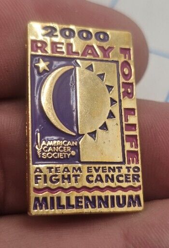 VTG Lapel Pinback Hat Pin Gold Tone Relay For Life Fight Cancer Millennium Pin