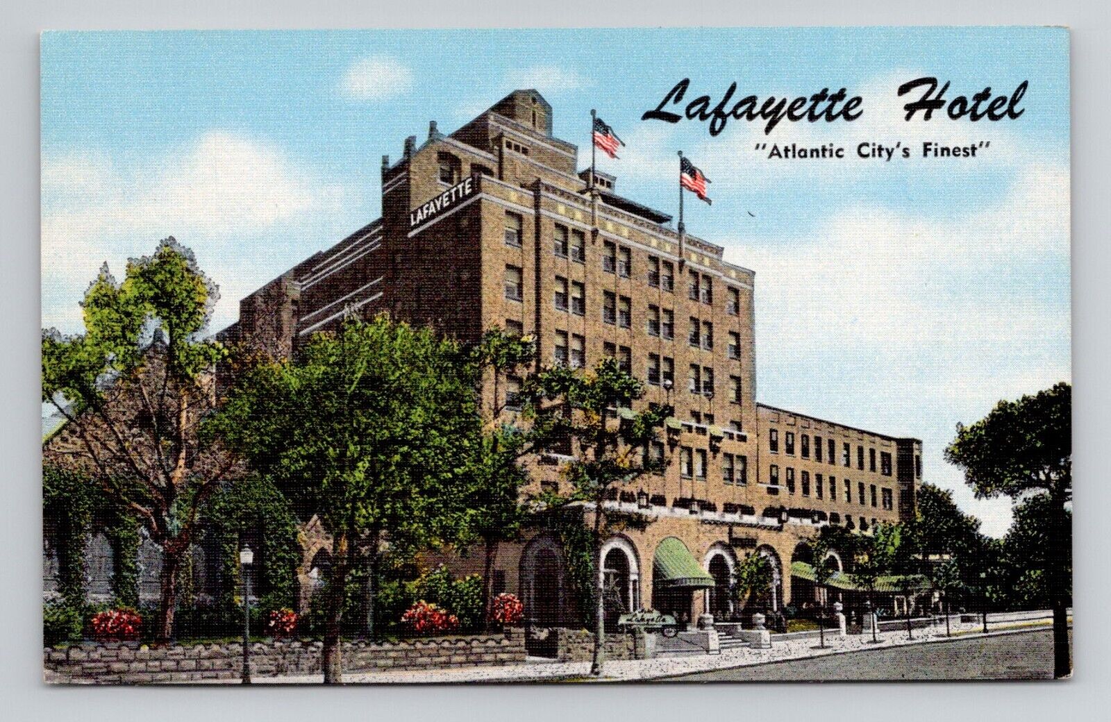 Postcard Lafayette Hotel Atlantic City New Jersey NJ, Vintage Linen O5