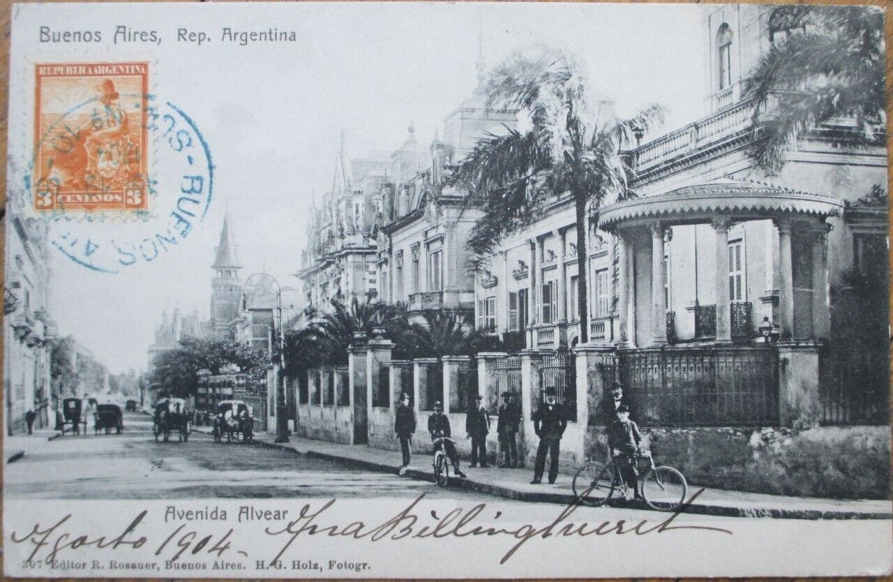 Buenos Aires, Argentina 1904 Postcard, Avenida Alvear, Downtown