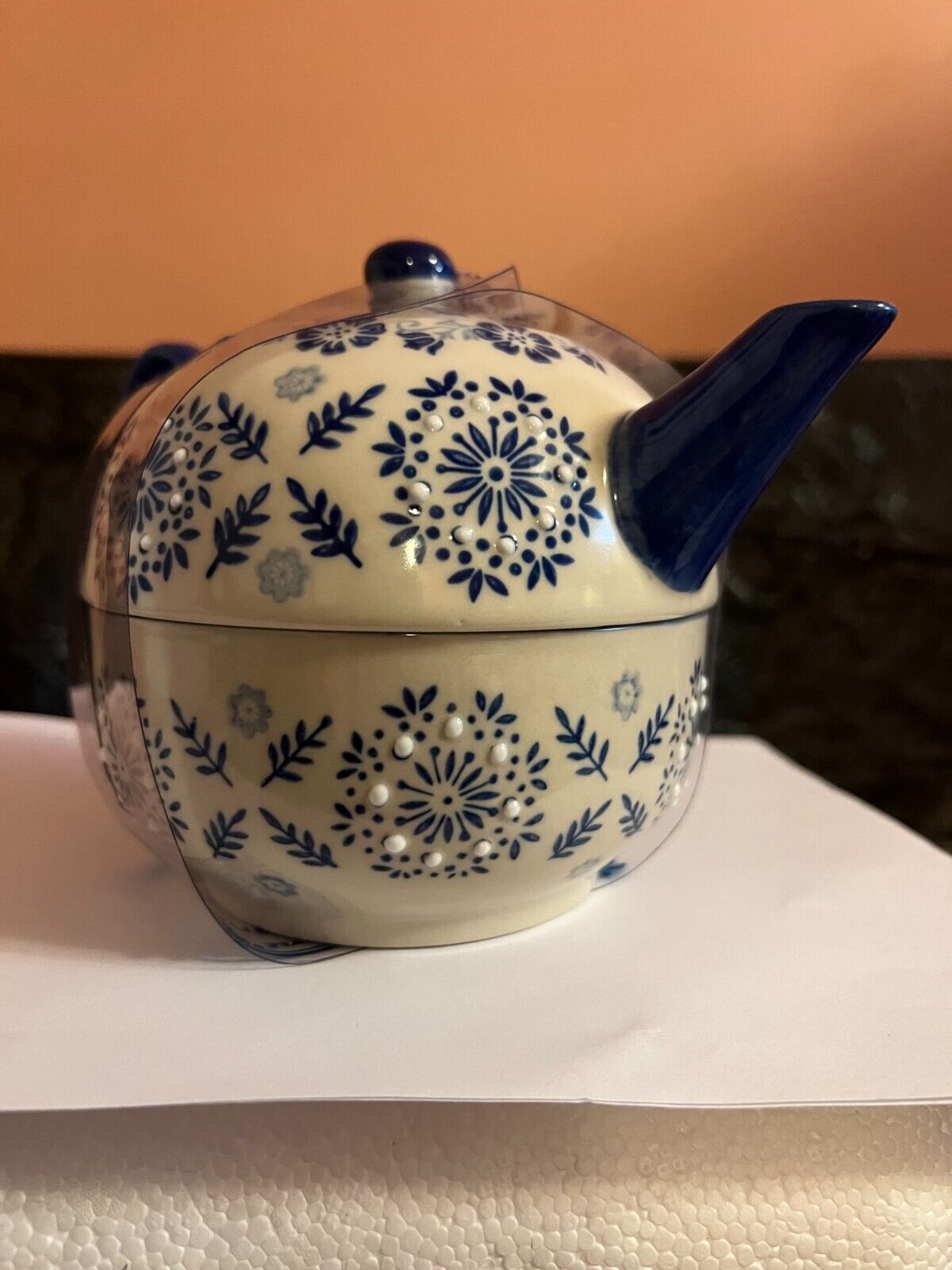 Yokohama Studio Hand Painted Teapot & Cup Mug Duo Set Blue