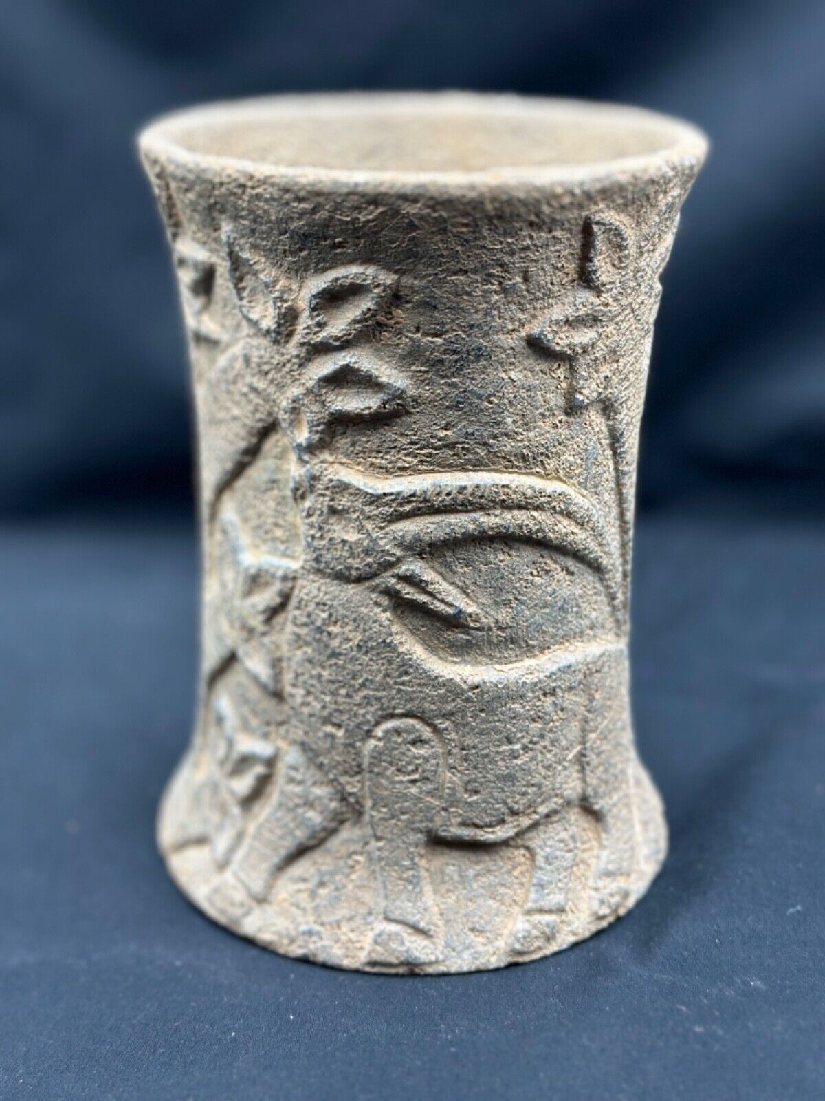 Ancient Old  Bactrian Greek  Stone Pillar Vessel with Multiple Engravings RARE