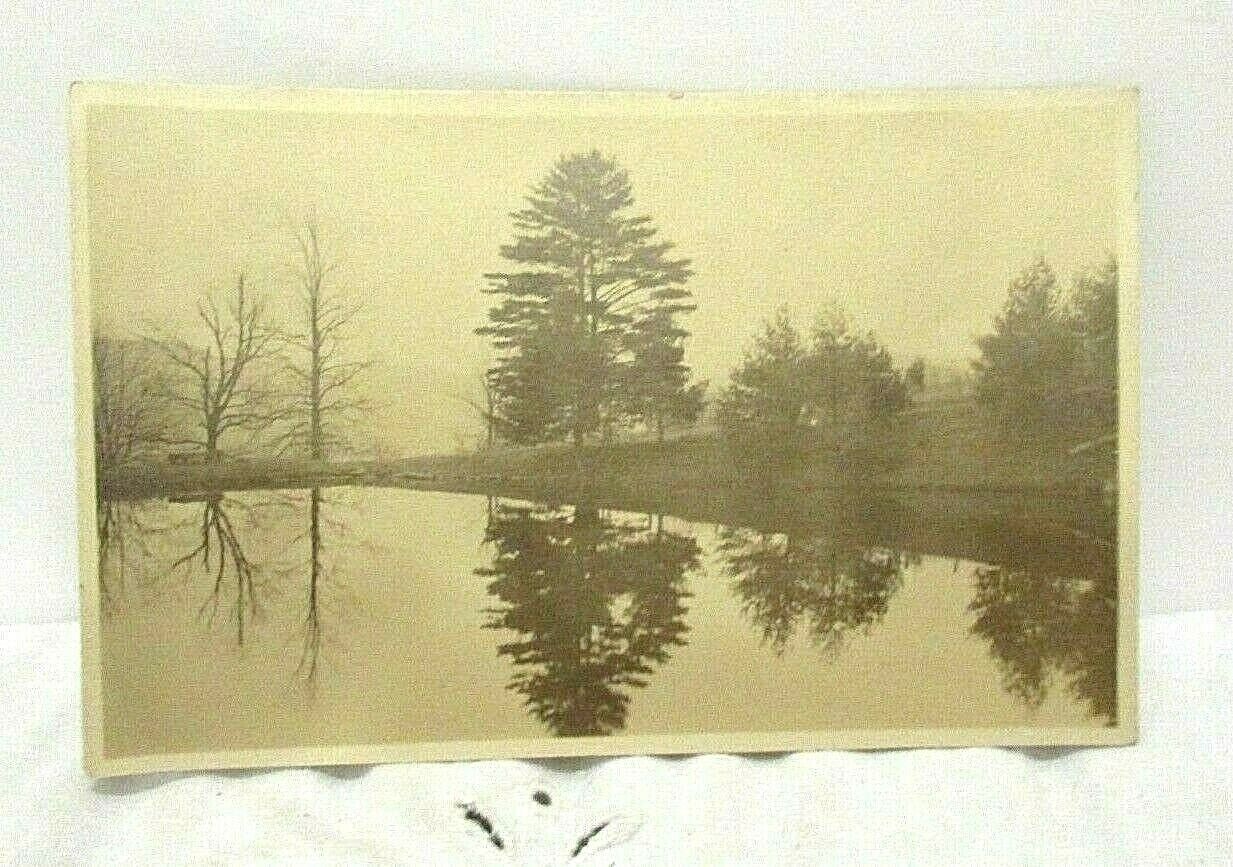 RPPC Real Photo Postcard Unknown Landscape Trees Water Reflections