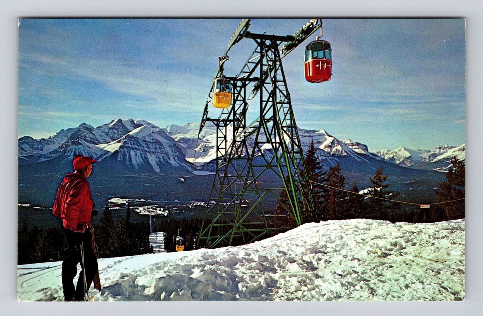 Lake Louise Alberta-Canada, Mt Whitehorn, Sedan Lift, Vintage Souvenir Postcard