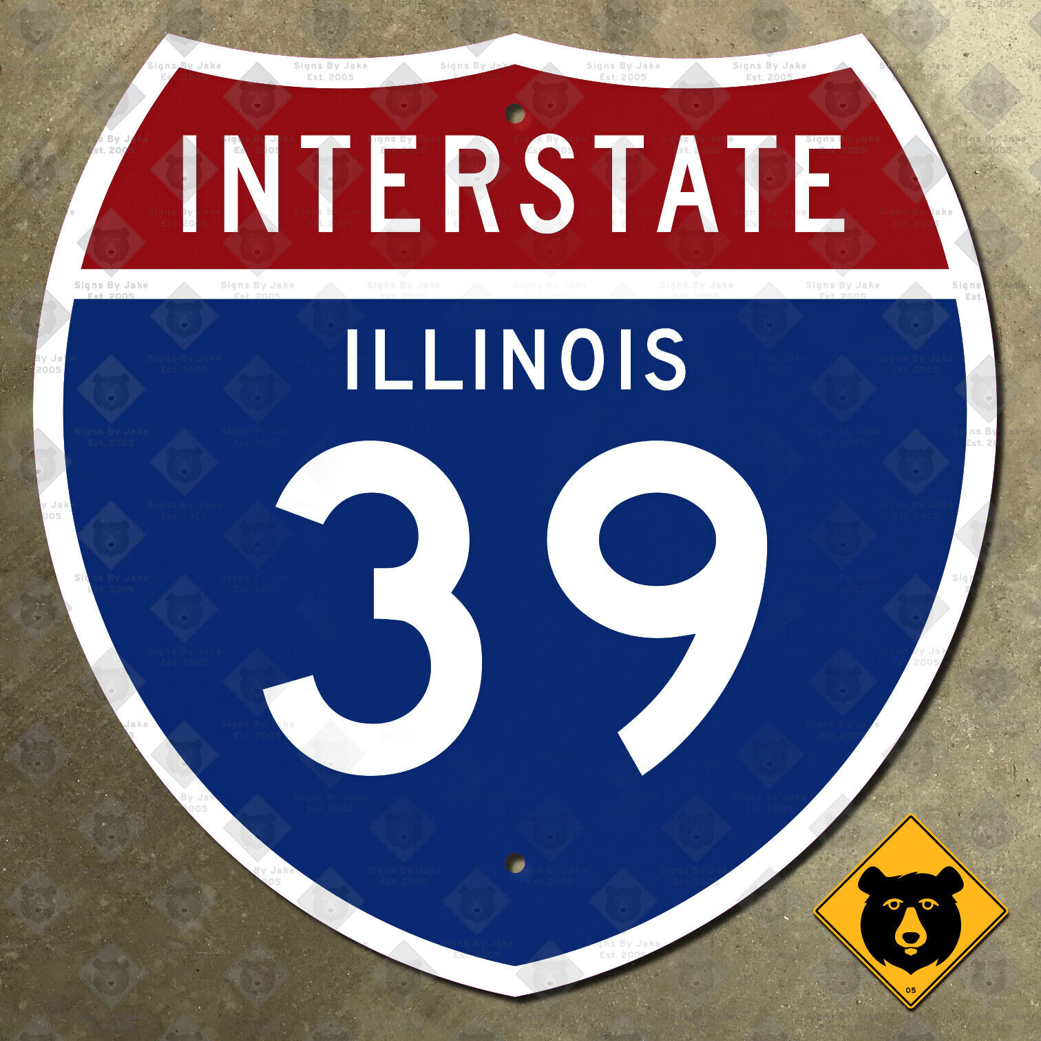 Illinois Interstate route 39 highway road sign Rockford Normal 1961 24x24