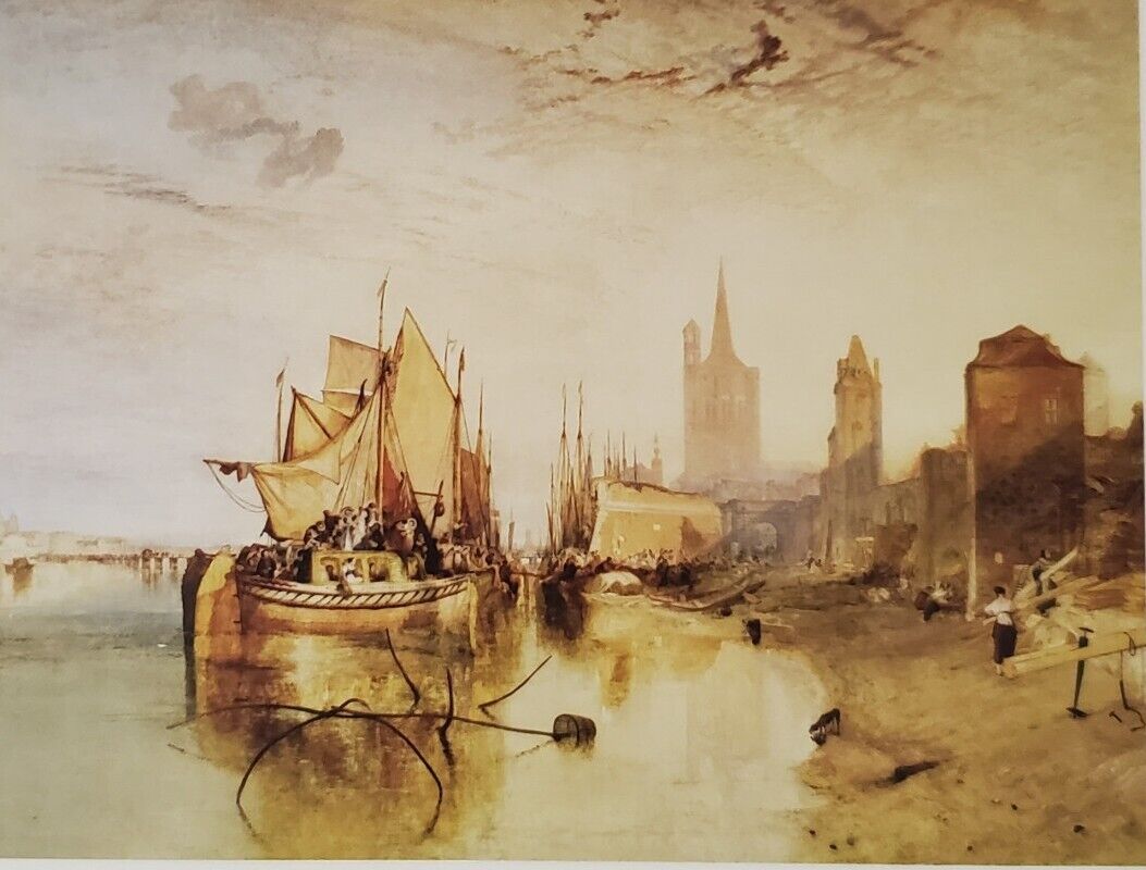 1826 Painting Cologne Arrival of Packet Boat Artist Turner Postcard
