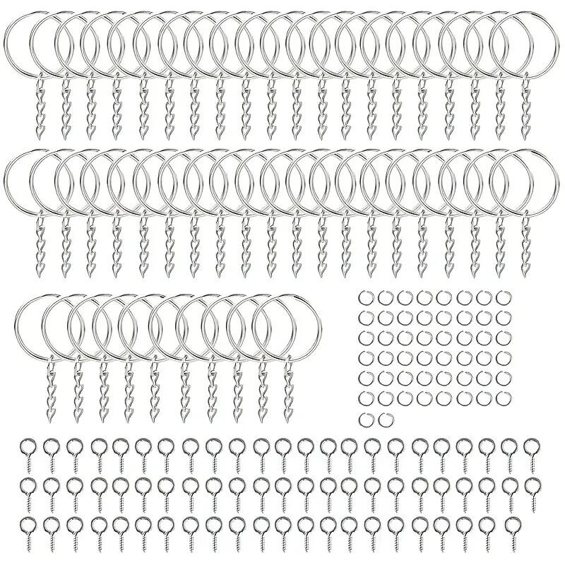 150pcs/set Golden Silvery 50pcs Keychain With Chains