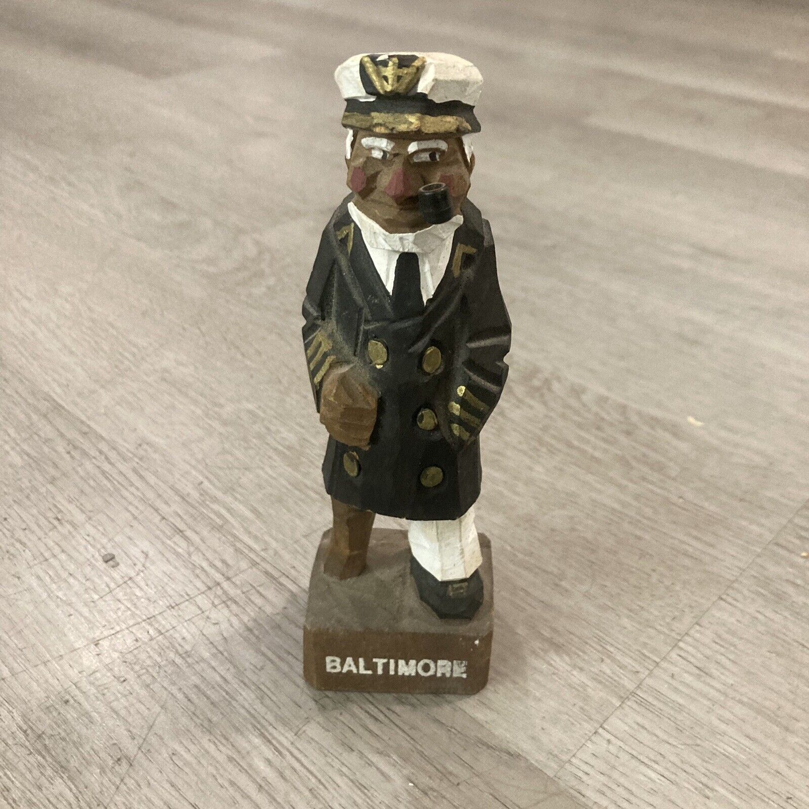 Vintage Carved Wood Sea Captain Baltimore Souvenir 