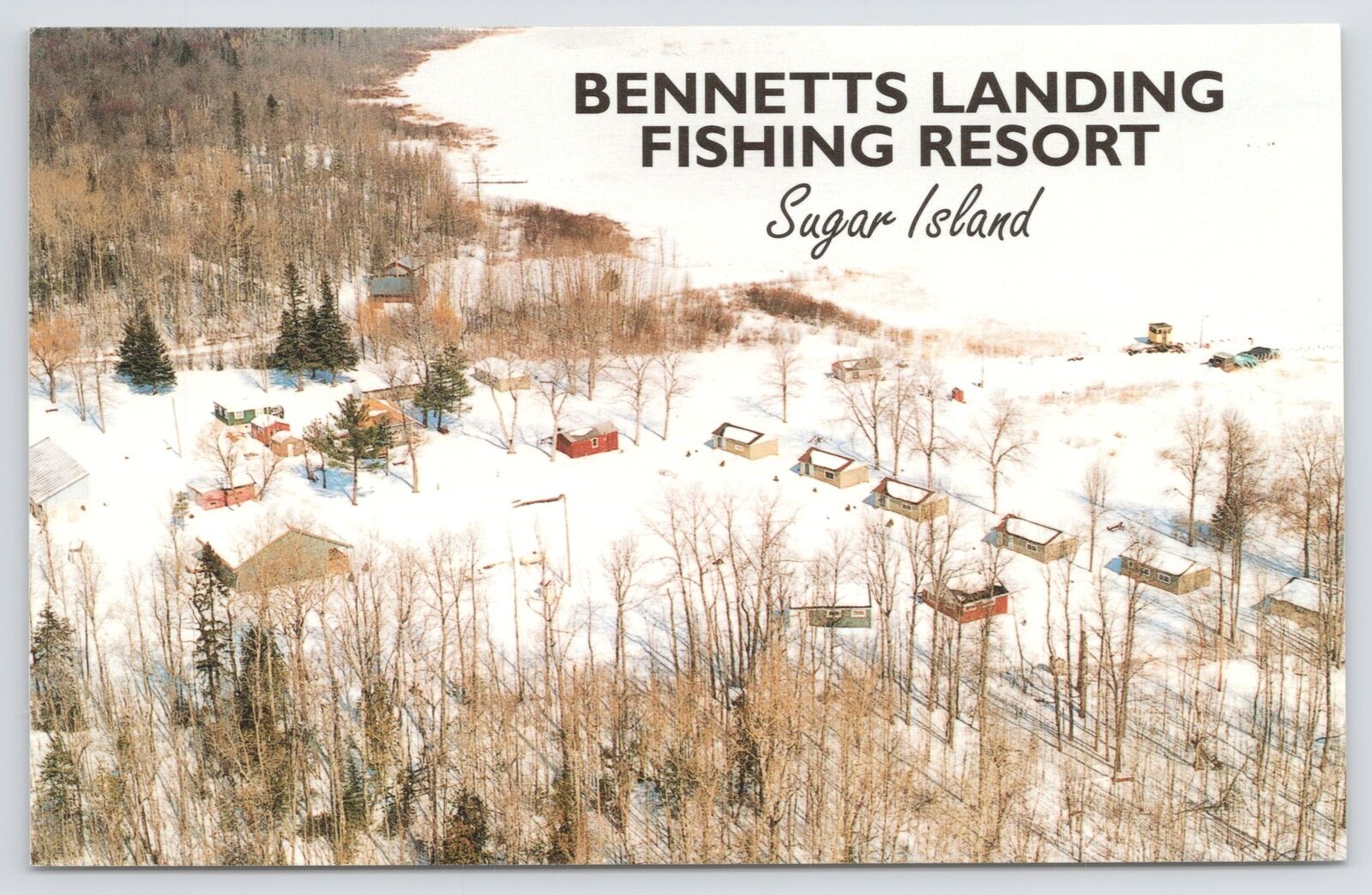 Air View Of Bennetts Landing Fishing Resort~Sugar Island Michigan~Vintage PC