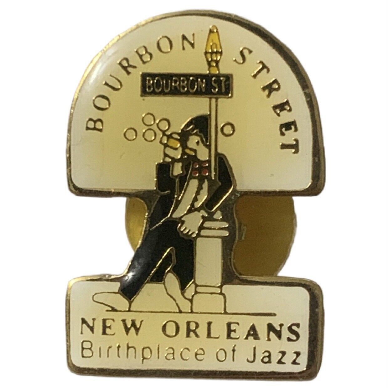 Vintage New Orleans Bourbon Street Birthplace of Jazz Travel Souvenir Pin