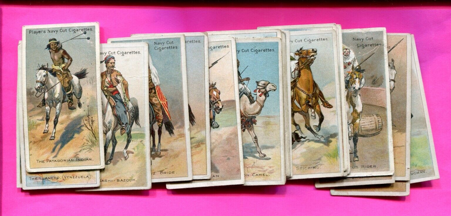 1905 JOHN PLAYER & SONS CIGARETTES RIDERS OF THE WORLD 50 TOBACCO CARD SET