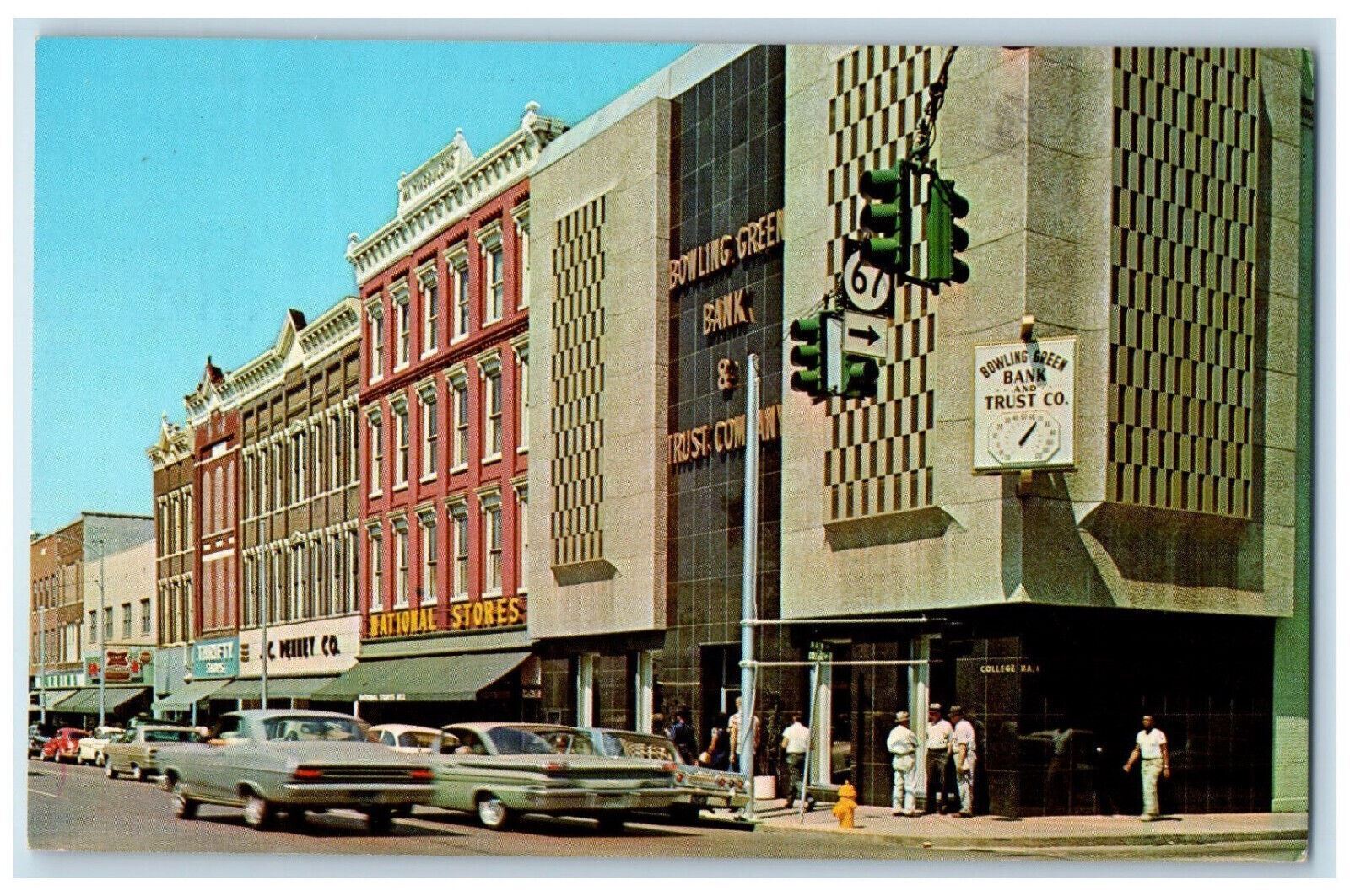 c1950's Business District West Side Square Bowling Green Kentucky KY Postcard