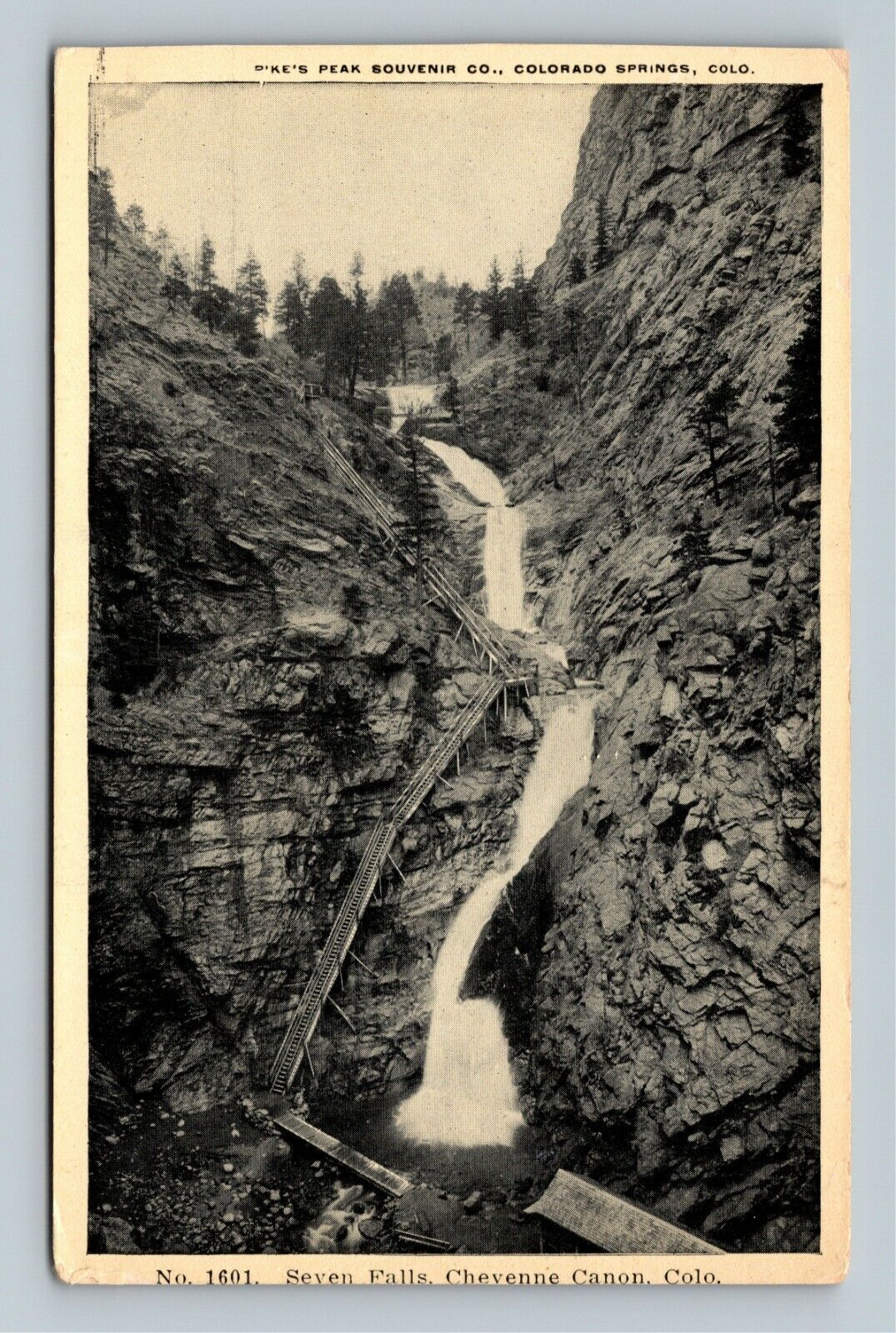Cheyenne Canon CO, Seven Falls, Colorado Vintage Postcard