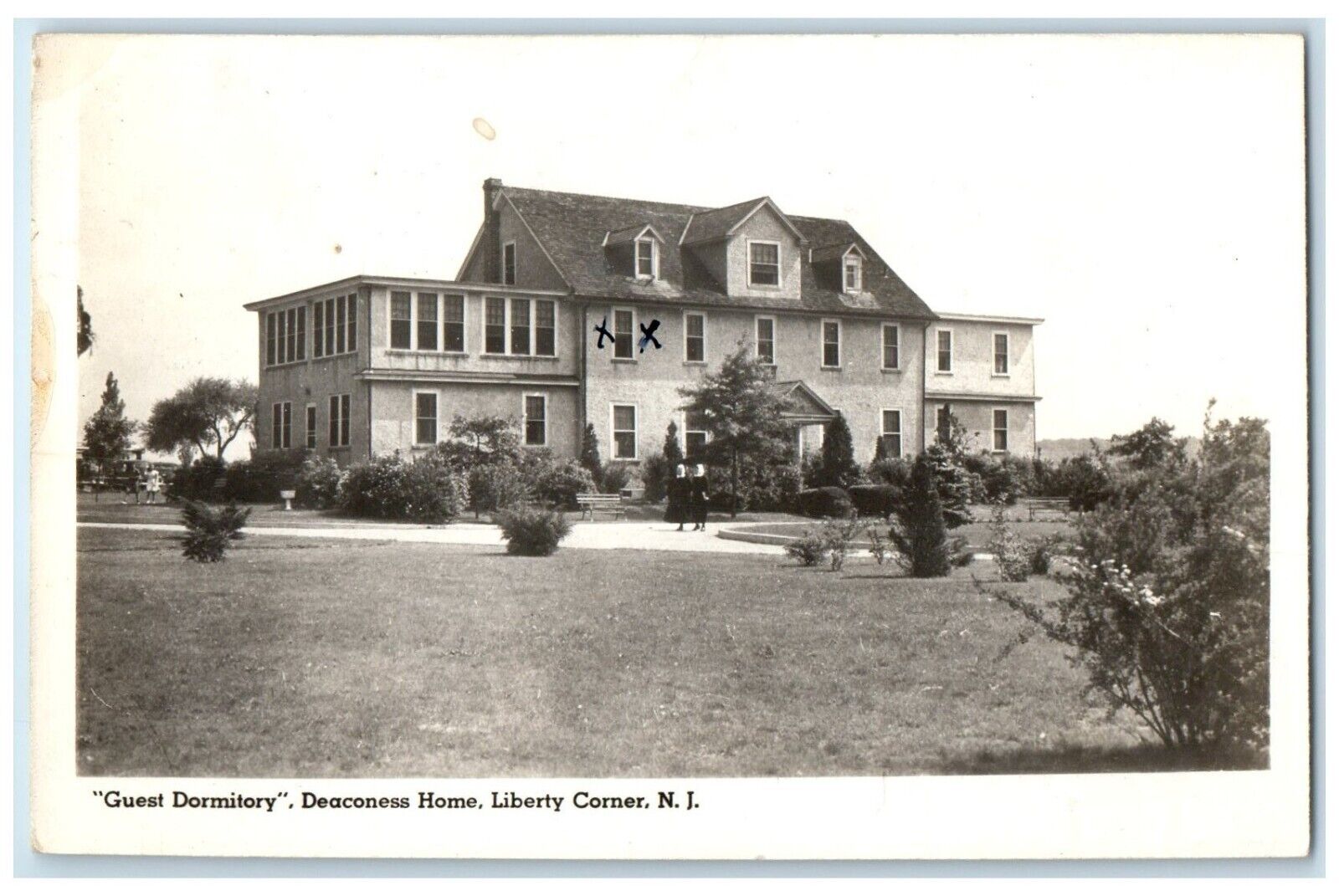 1945 Guest Dormitory Deaconess Home Liberty Corner New Jersey NJ RPPC Postcard