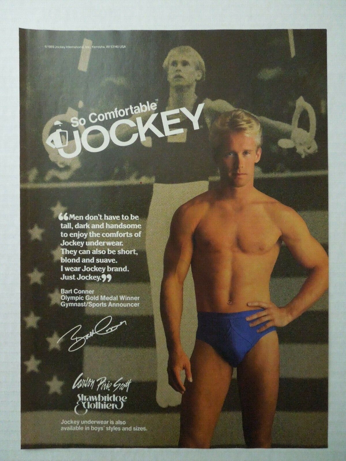 1989 JOCKEY UNDERWEAR Magazine Ad - Olympian Gold Medal Gymnast BART CONNER