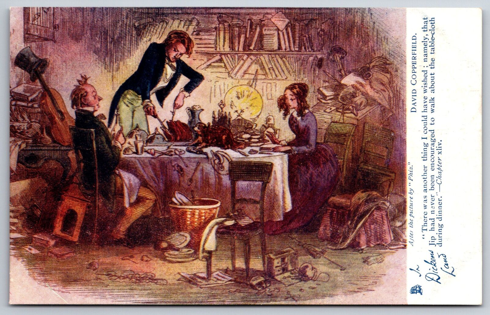 In Dickens Land~Jip Walks On Tablecloth During Dinner~David Copperfield~TUCK