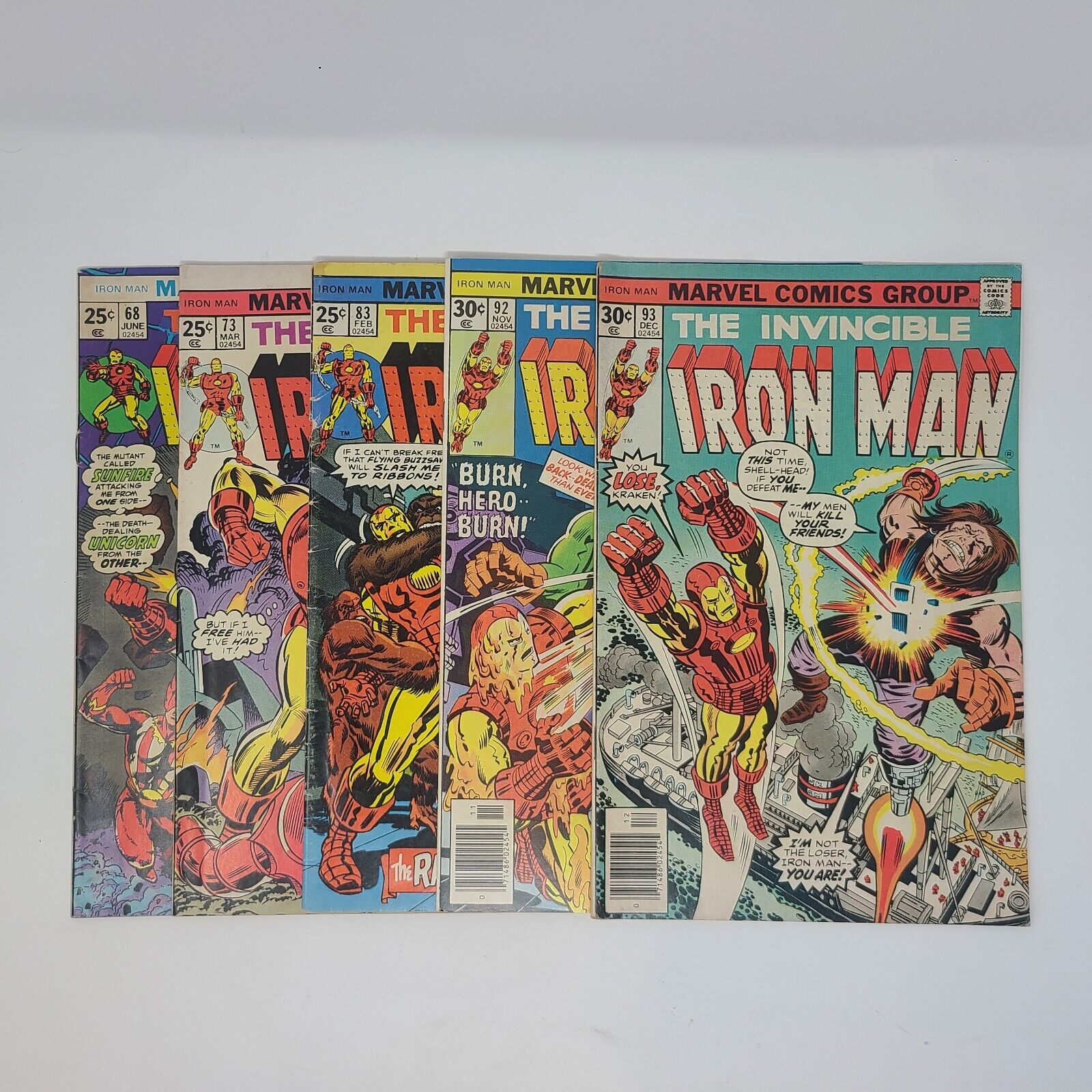 Iron Man Marvel Bronze Age FIVE comic Lot 68 73 83 92 93