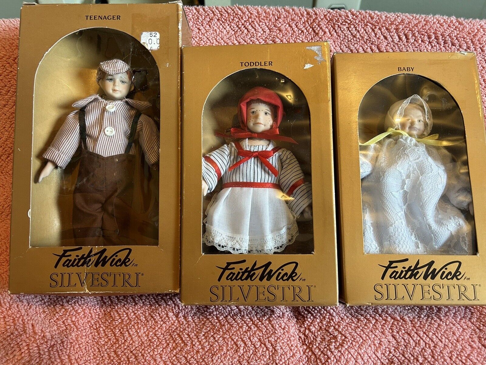 Vtg 1984 Silvestri Faith Wick Bisque  Set of 3 Ornaments/Dolls