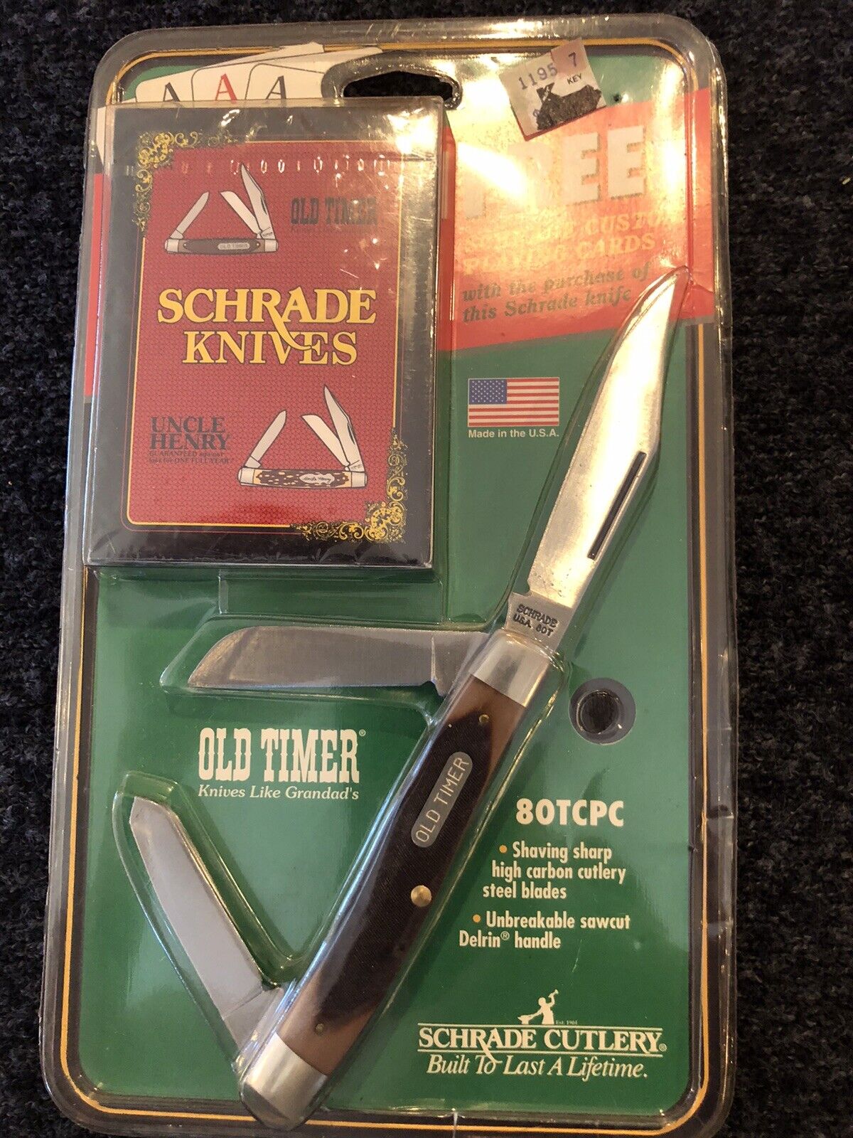 Vintage 1995  Schrade Uncle Henry Knife with Playing Cards