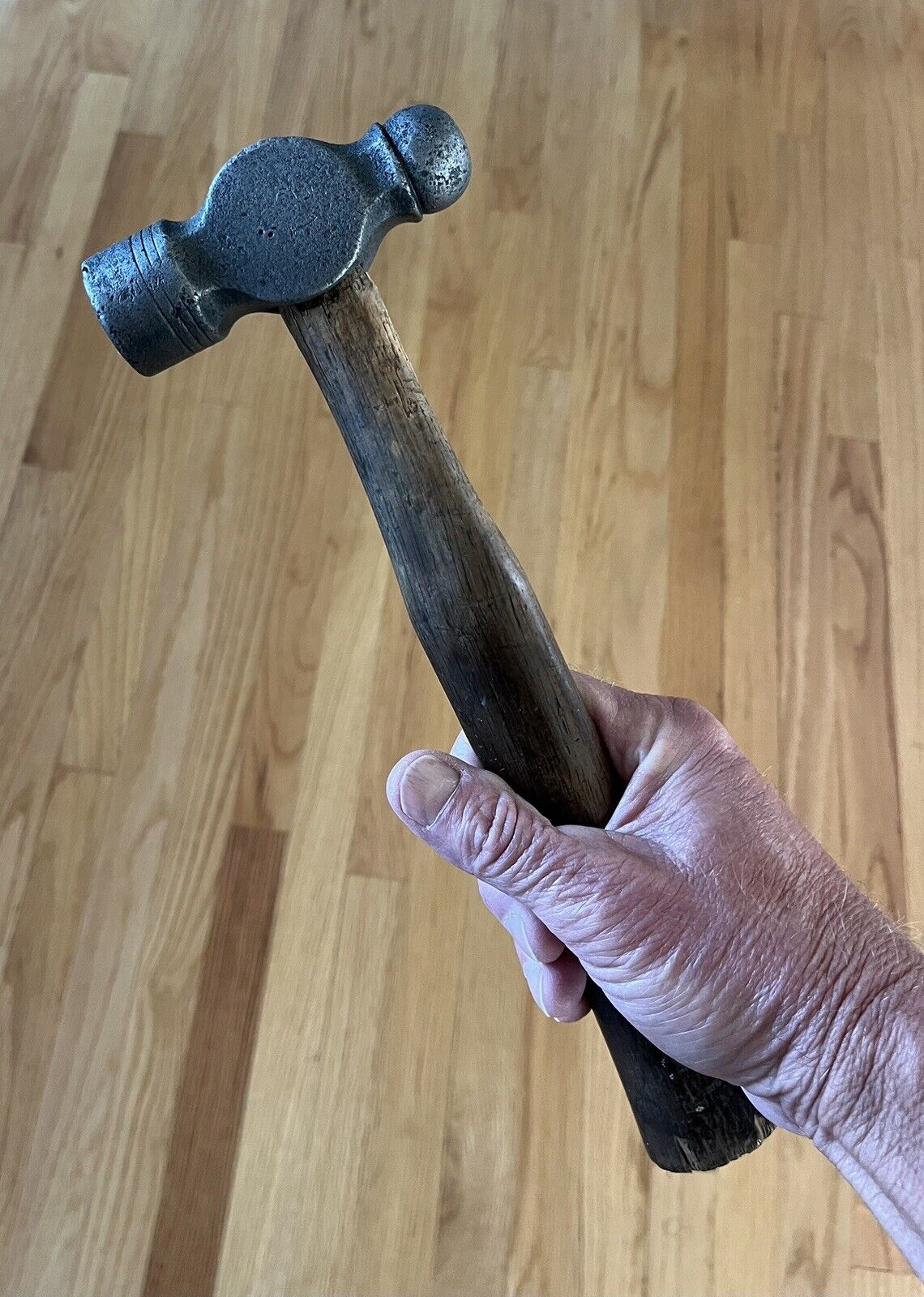 Very Rare vintage Ballpeen Hammer unlike others . Beautiful Head Design , unkown