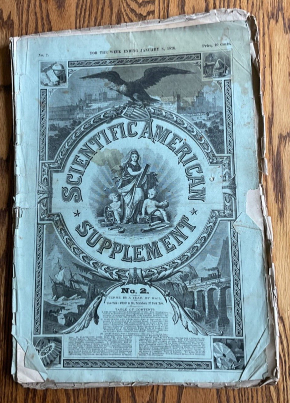 Vintage Scientific American Supplement Dated January 6th, 1876